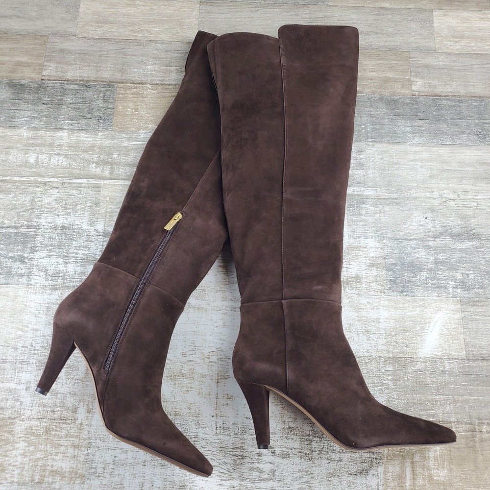 Vince Camuto Sabella Womens Boots Sz 11 M Dark Brown Suede Pointed Toe Comfort